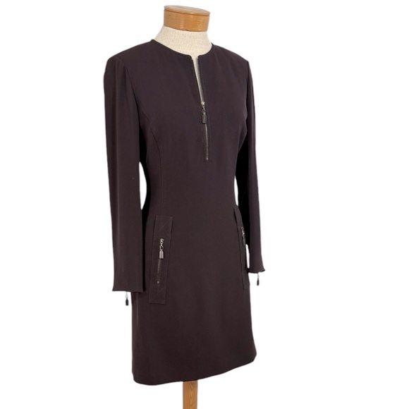 Worth 8 Petite Dark Brown Half Zip Dress ￼ - Picture 3 of 9